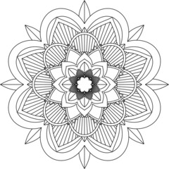 Easy Mandala coloring book simple and basic for beginners, seniors and children. Set of Mehndi flower pattern for Henna drawing and tattoo. Decoration in ethnic oriental, Indian style.