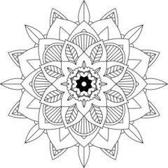 Easy Mandala coloring book simple and basic for beginners, seniors and children. Set of Mehndi flower pattern for Henna drawing and tattoo. Decoration in ethnic oriental, Indian style.