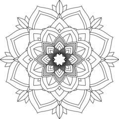 Easy Mandala coloring book simple and basic for beginners, seniors and children. Set of Mehndi flower pattern for Henna drawing and tattoo. Decoration in ethnic oriental, Indian style.
