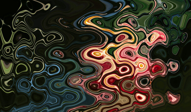 Abstract zigzag pattern with waves in pink, green and black tones. Artistic image processing created by water lily or lotus flower photo. Beautiful multicolor pattern for any design. Background image