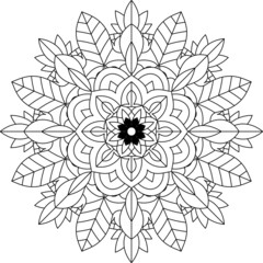 Easy Mandala coloring book simple and basic for beginners, seniors and children. Set of Mehndi flower pattern for Henna drawing and tattoo. Decoration in ethnic oriental, Indian style.