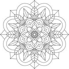 Easy Mandala coloring book simple and basic for beginners, seniors and children. Set of Mehndi flower pattern for Henna drawing and tattoo. Decoration in ethnic oriental, Indian style.