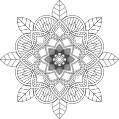 Easy Mandala coloring book simple and basic for beginners, seniors and children. Set of Mehndi flower pattern for Henna drawing and tattoo. Decoration in ethnic oriental, Indian style.