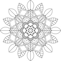 Easy Mandala coloring book simple and basic for beginners, seniors and children. Set of Mehndi flower pattern for Henna drawing and tattoo. Decoration in ethnic oriental, Indian style.