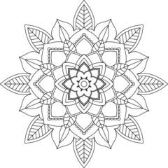 Easy Mandala coloring book simple and basic for beginners, seniors and children. Set of Mehndi flower pattern for Henna drawing and tattoo. Decoration in ethnic oriental, Indian style.