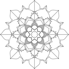 Easy Mandala coloring book simple and basic for beginners, seniors and children. Set of Mehndi flower pattern for Henna drawing and tattoo. Decoration in ethnic oriental, Indian style.