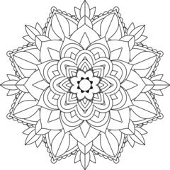Easy Mandala coloring book simple and basic for beginners, seniors and children. Set of Mehndi flower pattern for Henna drawing and tattoo. Decoration in ethnic oriental, Indian style.