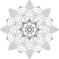 Easy Mandala coloring book simple and basic for beginners, seniors and children. Set of Mehndi flower pattern for Henna drawing and tattoo. Decoration in ethnic oriental, Indian style.