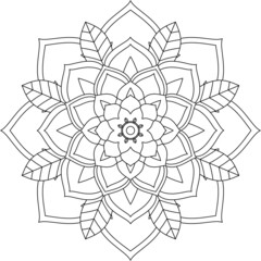 Easy Mandala coloring book simple and basic for beginners, seniors and children. Set of Mehndi flower pattern for Henna drawing and tattoo. Decoration in ethnic oriental, Indian style.