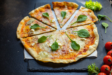 pizza cheese tomato sauce cheeses fresh fast food on the table tasty copy space for text food background rustic