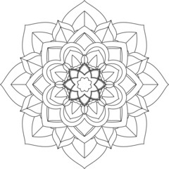 Easy Mandala coloring book simple and basic for beginners, seniors and children. Set of Mehndi flower pattern for Henna drawing and tattoo. Decoration in ethnic oriental, Indian style.