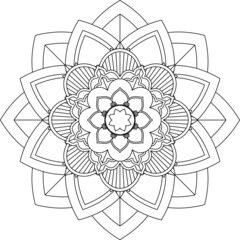 Easy Mandala coloring book simple and basic for beginners, seniors and children. Set of Mehndi flower pattern for Henna drawing and tattoo. Decoration in ethnic oriental, Indian style.