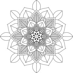 Easy Mandala coloring book simple and basic for beginners, seniors and children. Set of Mehndi flower pattern for Henna drawing and tattoo. Decoration in ethnic oriental, Indian style.