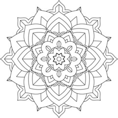 Easy Mandala coloring book simple and basic for beginners, seniors and children. Set of Mehndi flower pattern for Henna drawing and tattoo. Decoration in ethnic oriental, Indian style.