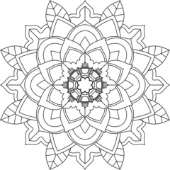 Easy Mandala coloring book simple and basic for beginners, seniors and children. Set of Mehndi flower pattern for Henna drawing and tattoo. Decoration in ethnic oriental, Indian style.