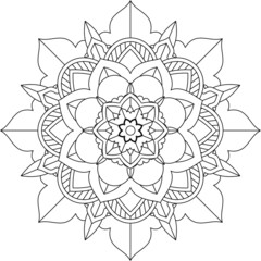 Easy Mandala coloring book simple and basic for beginners, seniors and children. Set of Mehndi flower pattern for Henna drawing and tattoo. Decoration in ethnic oriental, Indian style.