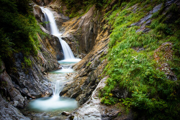 waterfalls in a swiss gorge