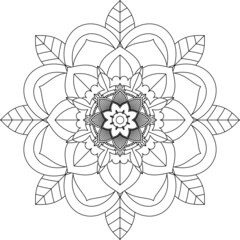 Easy Mandala coloring book simple and basic for beginners, seniors and children. Set of Mehndi flower pattern for Henna drawing and tattoo. Decoration in ethnic oriental, Indian style.