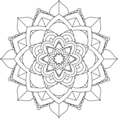 Easy Mandala coloring book simple and basic for beginners, seniors and children. Set of Mehndi flower pattern for Henna drawing and tattoo. Decoration in ethnic oriental, Indian style.