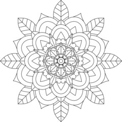 Easy Mandala coloring book simple and basic for beginners, seniors and children. Set of Mehndi flower pattern for Henna drawing and tattoo. Decoration in ethnic oriental, Indian style.