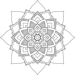 Easy Mandala coloring book simple and basic for beginners, seniors and children. Set of Mehndi flower pattern for Henna drawing and tattoo. Decoration in ethnic oriental, Indian style.