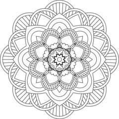 Easy Mandala coloring book simple and basic for beginners, seniors and children. Set of Mehndi flower pattern for Henna drawing and tattoo. Decoration in ethnic oriental, Indian style.