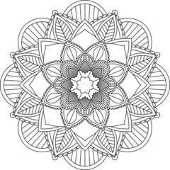 Easy Mandala coloring book simple and basic for beginners, seniors and children. Set of Mehndi flower pattern for Henna drawing and tattoo. Decoration in ethnic oriental, Indian style.