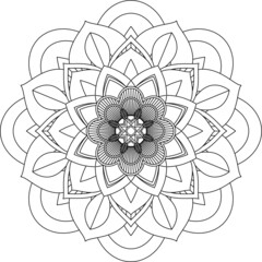 Easy Mandala coloring book simple and basic for beginners, seniors and children. Set of Mehndi flower pattern for Henna drawing and tattoo. Decoration in ethnic oriental, Indian style.