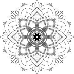 Easy Mandala coloring book simple and basic for beginners, seniors and children. Set of Mehndi flower pattern for Henna drawing and tattoo. Decoration in ethnic oriental, Indian style.
