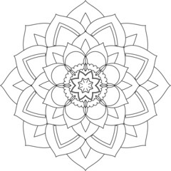 Easy Mandala coloring book simple and basic for beginners, seniors and children. Set of Mehndi flower pattern for Henna drawing and tattoo. Decoration in ethnic oriental, Indian style.