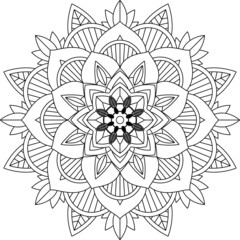 Easy Mandala coloring book simple and basic for beginners, seniors and children. Set of Mehndi flower pattern for Henna drawing and tattoo. Decoration in ethnic oriental, Indian style.
