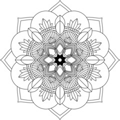 Easy Mandala coloring book simple and basic for beginners, seniors and children. Set of Mehndi flower pattern for Henna drawing and tattoo. Decoration in ethnic oriental, Indian style.