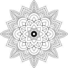 Easy Mandala coloring book simple and basic for beginners, seniors and children. Set of Mehndi flower pattern for Henna drawing and tattoo. Decoration in ethnic oriental, Indian style.