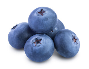fresh blueberry isolated on white background closeup with clipping path and full depth of field