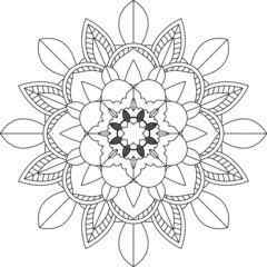 Easy Mandala coloring book simple and basic for beginners, seniors and children. Set of Mehndi flower pattern for Henna drawing and tattoo. Decoration in ethnic oriental, Indian style.
