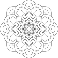 Easy Mandala coloring book simple and basic for beginners, seniors and children. Set of Mehndi flower pattern for Henna drawing and tattoo. Decoration in ethnic oriental, Indian style.