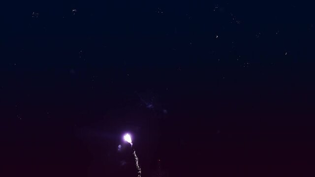 scattering stars fireworks on the black night sky. Overall plan