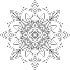 Easy Mandala coloring book simple and basic for beginners, seniors and children. Set of Mehndi flower pattern for Henna drawing and tattoo. Decoration in ethnic oriental, Indian style.