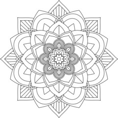 Easy Mandala coloring book simple and basic for beginners, seniors and children. Set of Mehndi flower pattern for Henna drawing and tattoo. Decoration in ethnic oriental, Indian style.