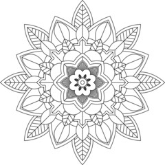 Easy Mandala coloring book simple and basic for beginners, seniors and children. Set of Mehndi flower pattern for Henna drawing and tattoo. Decoration in ethnic oriental, Indian style.