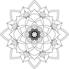 Easy Mandala coloring book simple and basic for beginners, seniors and children. Set of Mehndi flower pattern for Henna drawing and tattoo. Decoration in ethnic oriental, Indian style.