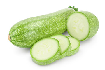 zucchini or marrow isolated on white background with clipping path and full depth of field