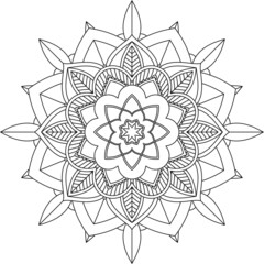 Easy Mandala coloring book simple and basic for beginners, seniors and children. Set of Mehndi flower pattern for Henna drawing and tattoo. Decoration in ethnic oriental, Indian style.