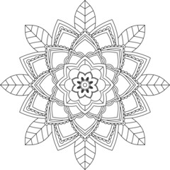 Easy Mandala coloring book simple and basic for beginners, seniors and children. Set of Mehndi flower pattern for Henna drawing and tattoo. Decoration in ethnic oriental, Indian style.