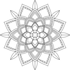 Easy Mandala coloring book simple and basic for beginners, seniors and children. Set of Mehndi flower pattern for Henna drawing and tattoo. Decoration in ethnic oriental, Indian style.