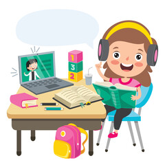 Online Learning Concept With Cartoon Character