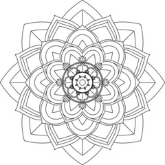 Easy Mandala coloring book simple and basic for beginners, seniors and children. Set of Mehndi flower pattern for Henna drawing and tattoo. Decoration in ethnic oriental, Indian style.