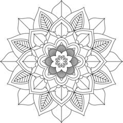 Easy Mandala coloring book simple and basic for beginners, seniors and children. Set of Mehndi flower pattern for Henna drawing and tattoo. Decoration in ethnic oriental, Indian style.