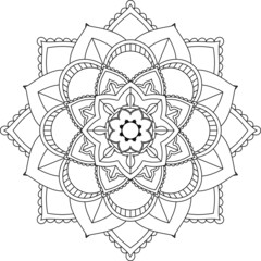 Easy Mandala coloring book simple and basic for beginners, seniors and children. Set of Mehndi flower pattern for Henna drawing and tattoo. Decoration in ethnic oriental, Indian style.