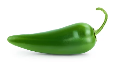 Gardinen Chilischoten jalapeno pepper isolated on white background. Green chili pepper with clipping path and full depth of field.  © kolesnikovserg